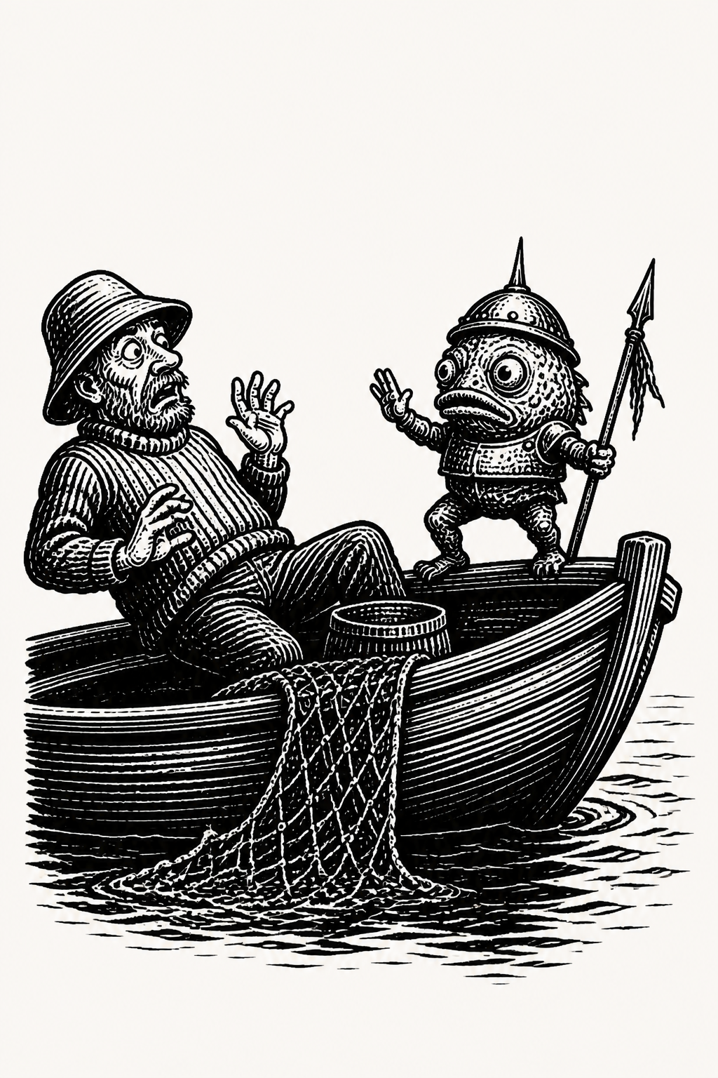 Illustration for part 4 of "The Bored Fisherman"