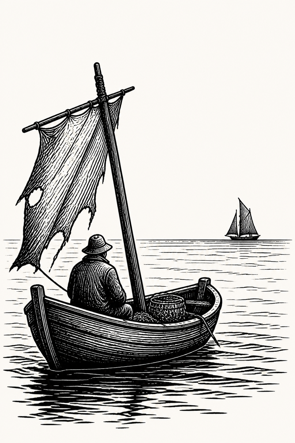 Cover illustration for "The Bored Fisherman"